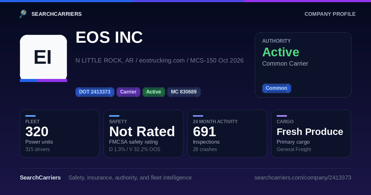 EOS INC (DOT 2413373) - SearchCarriers