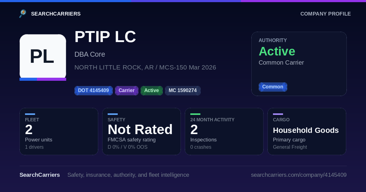 PTIP LC (DOT 4145409) - SearchCarriers